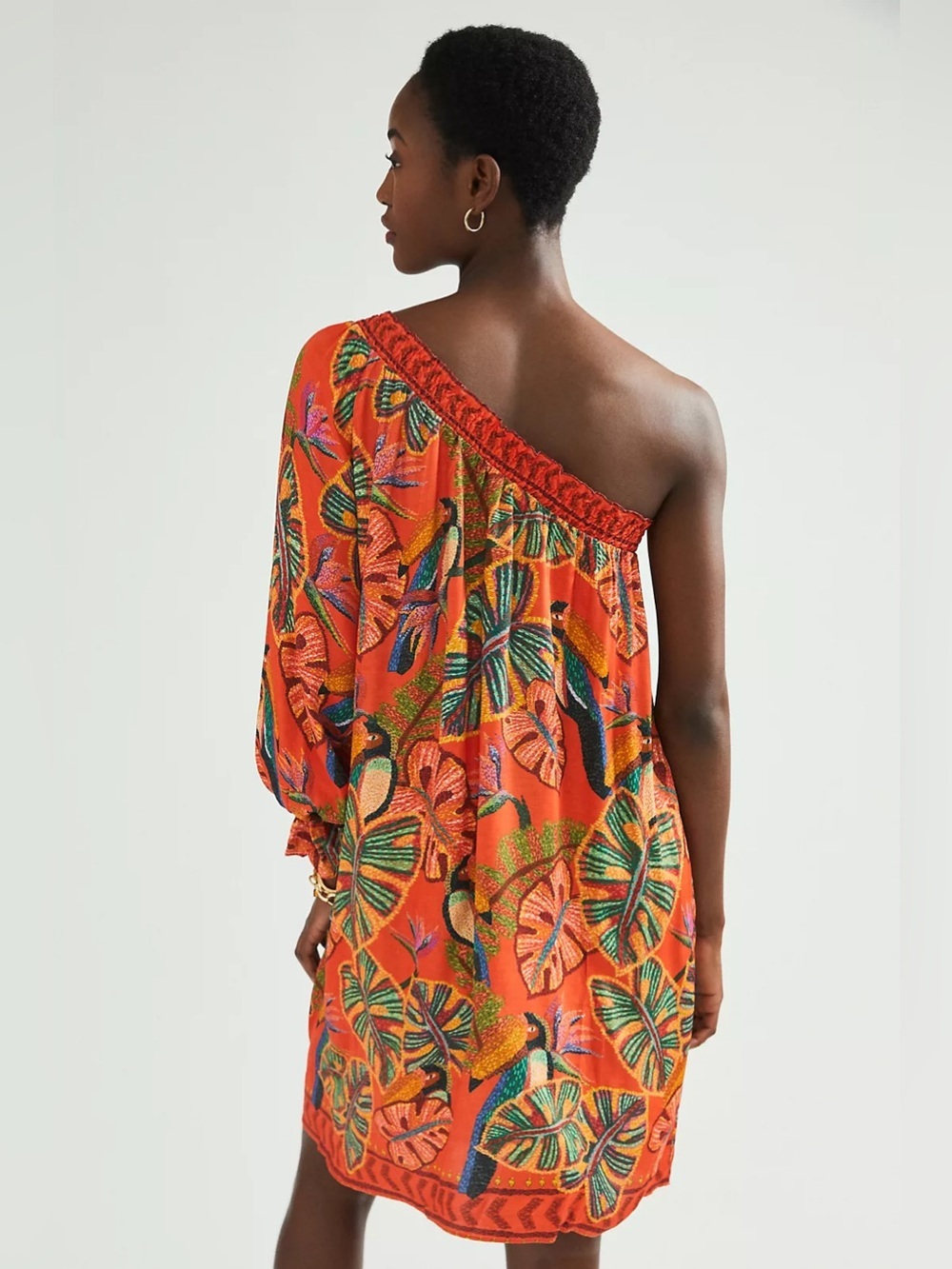 Farm Rio Fiji One-Shoulder Mini Dress Anthropologie Stretchy Comfort Size XS - Picture 3 of 11